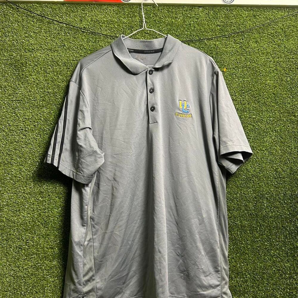 Adidas Men's Grey and Blue Polo-shirts